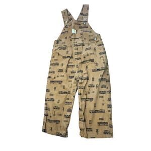 Carhartt Overalls Train Graphic Baby Toddler Brown Bib Snap Crotch 24 Months Boy